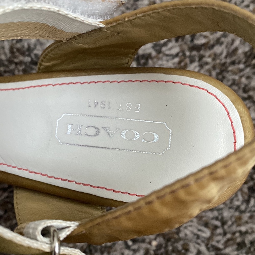 COACH Mylar Stripe Wedge Sandal Platform Heels size 8 1/2 M - Picture 7 of 10